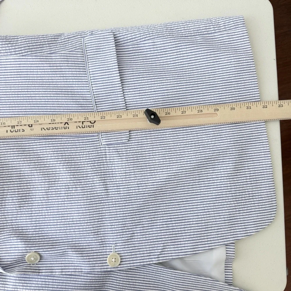 Saddlebred Seersucker Blazer Men 54R Blue White Striped Cotton Sport Coat Jacket